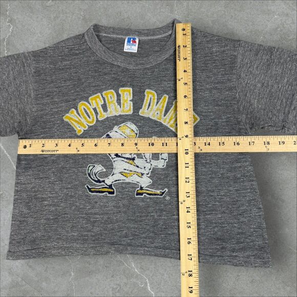 True Vintage 70's Russell Athletic Notre Dame Fighting Irish Crop Top USA -Small - Picture 7 of 8